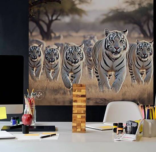 Herd of white tigers charging by SgtPro