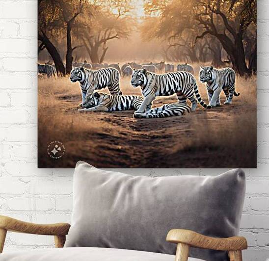 white tigers in jungle  by SgtPro