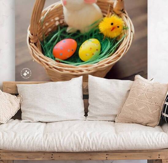 White bunny in Easter basket by SgtPro