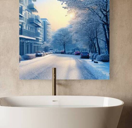 Winter on city road by SgtPro