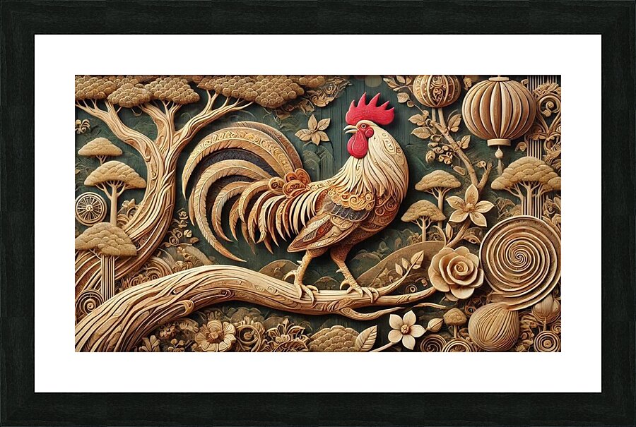 Wooden Rooster Picture Frame print