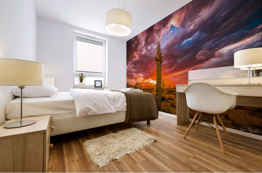Illuminated Saguaro Mural print
