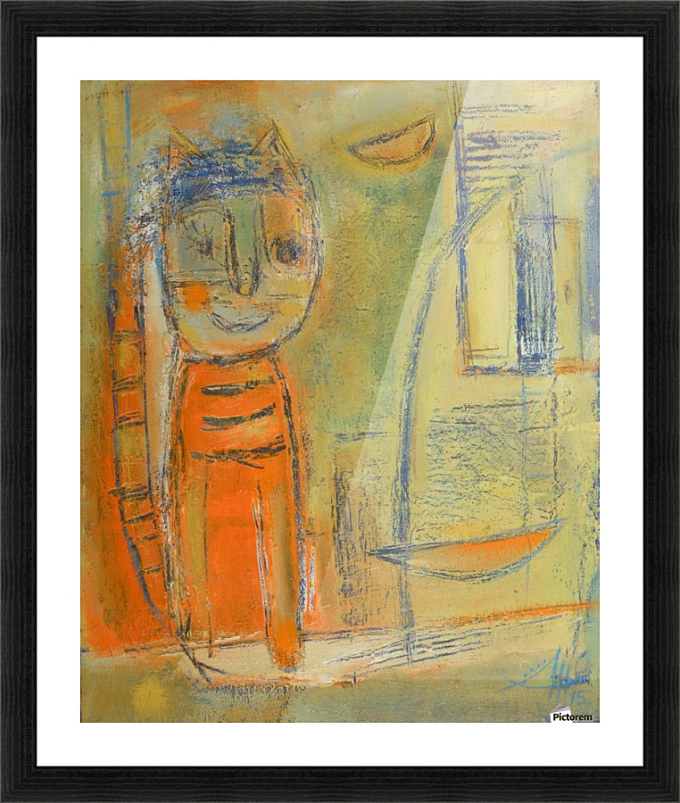 Yellow  Cat Picture Frame print