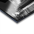 wrigley tribune buildings whispy sky  square 81 S Acrylic print