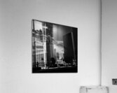 wrigley tribune buildings whispy sky  square 81 S Acrylic Print