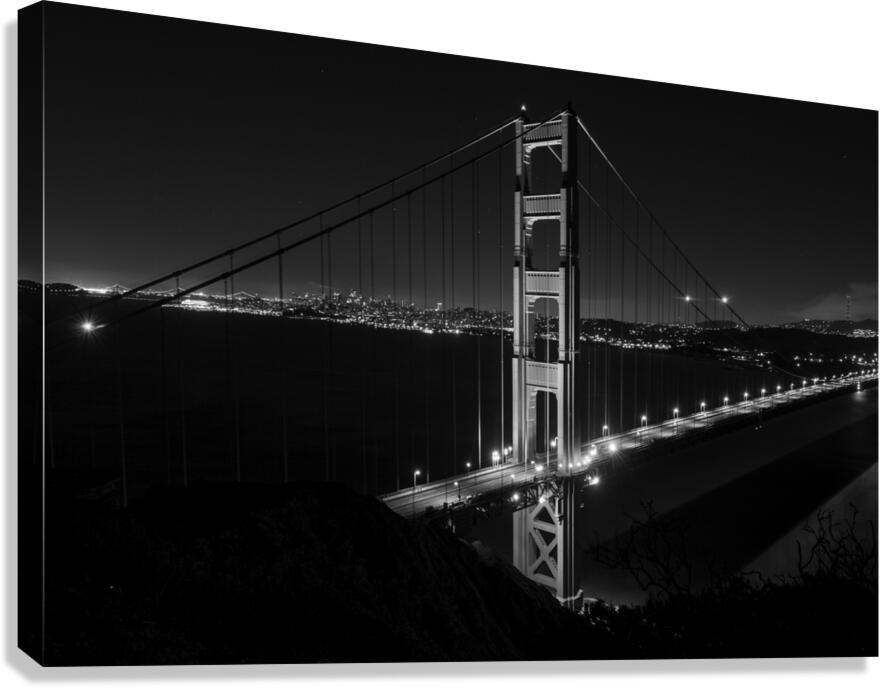 golden gate bridge night from marin headlands  ho Canvas Print