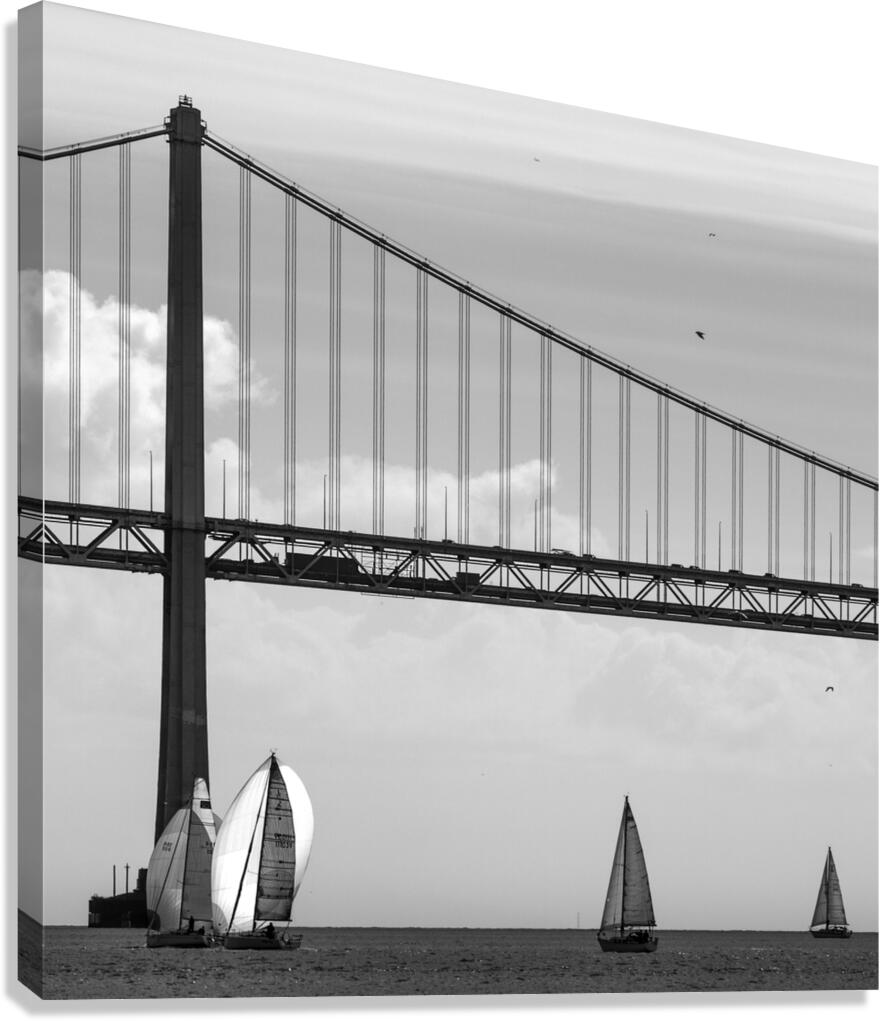 sail boats under sf bay bridge  square 2947 Doubl Canvas Print