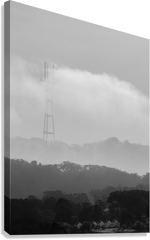 sutro tower covered in fog  vertical 2770 Clarend Canvas Print