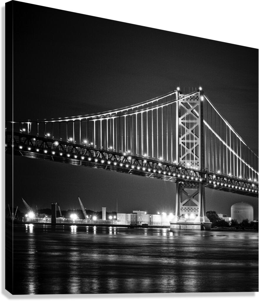 ben franklin bridge at night  square 459 Cranes 1 Canvas Print