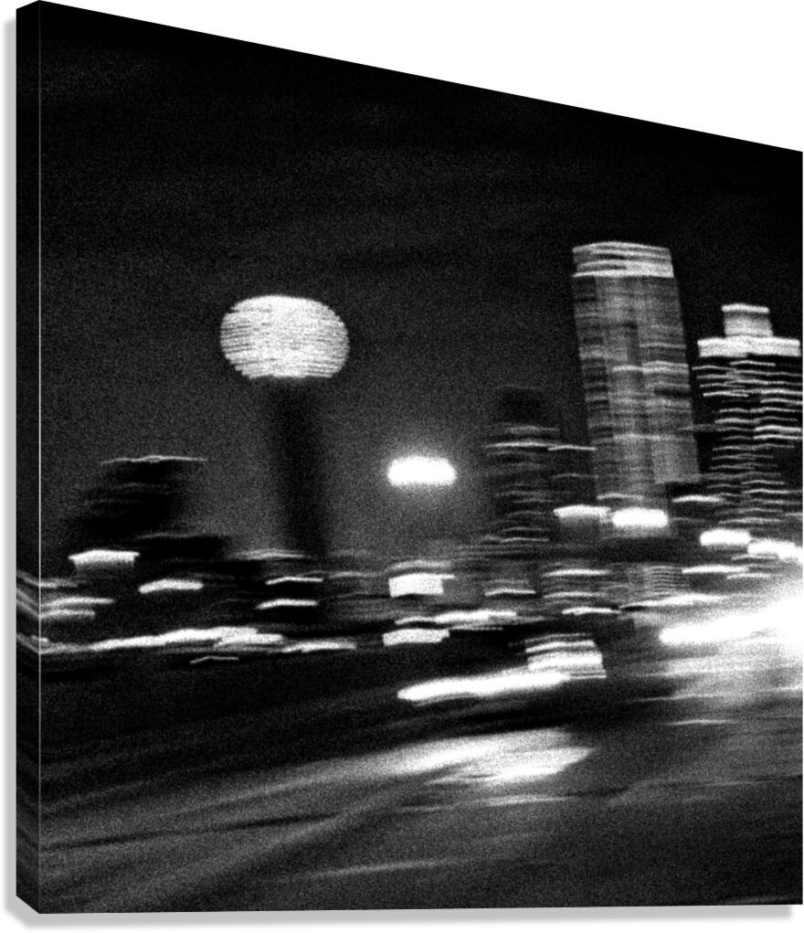 blurry downtown dallas houston viaduct  square 21 Canvas Print