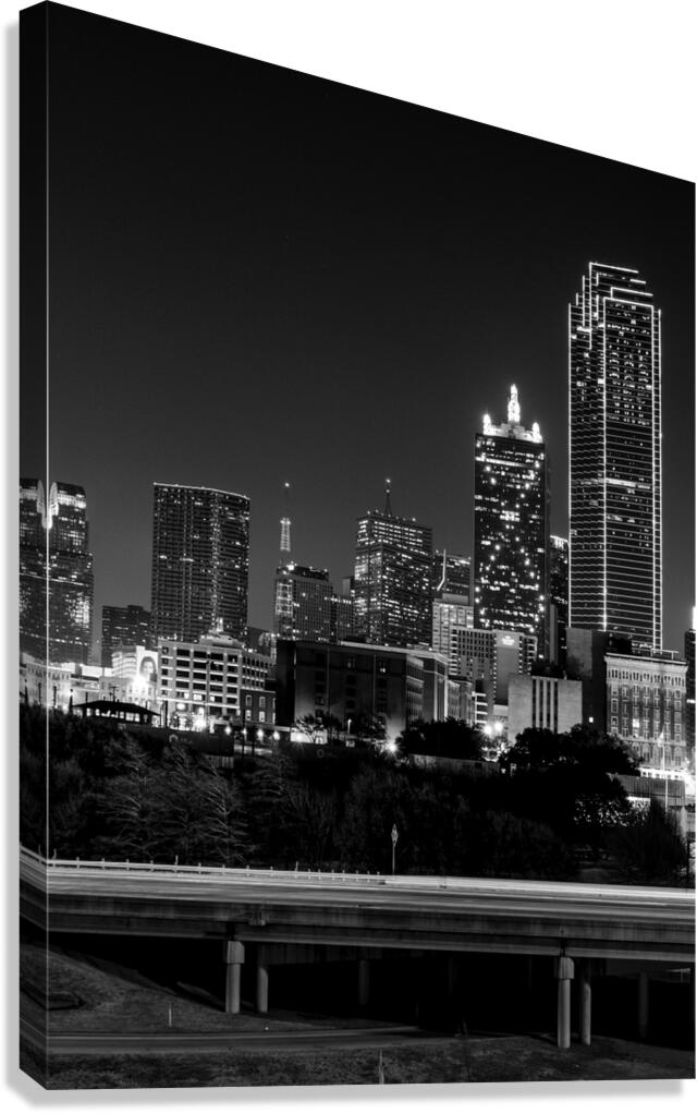 downtown dallas skyline stemmons expressway  vert Canvas Print