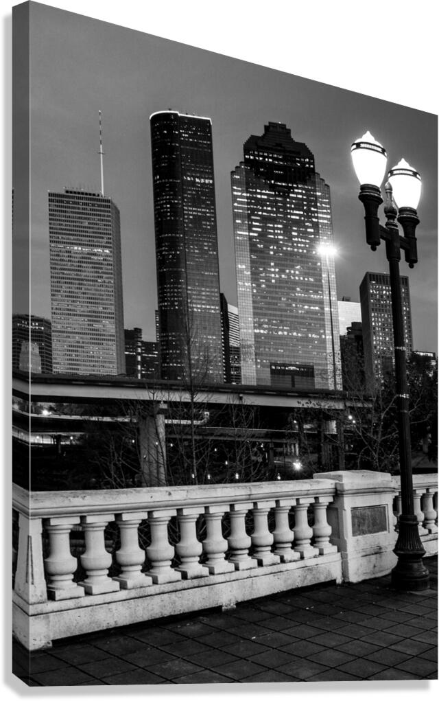 houston skyline at night sabine bridge  vertical Canvas Print