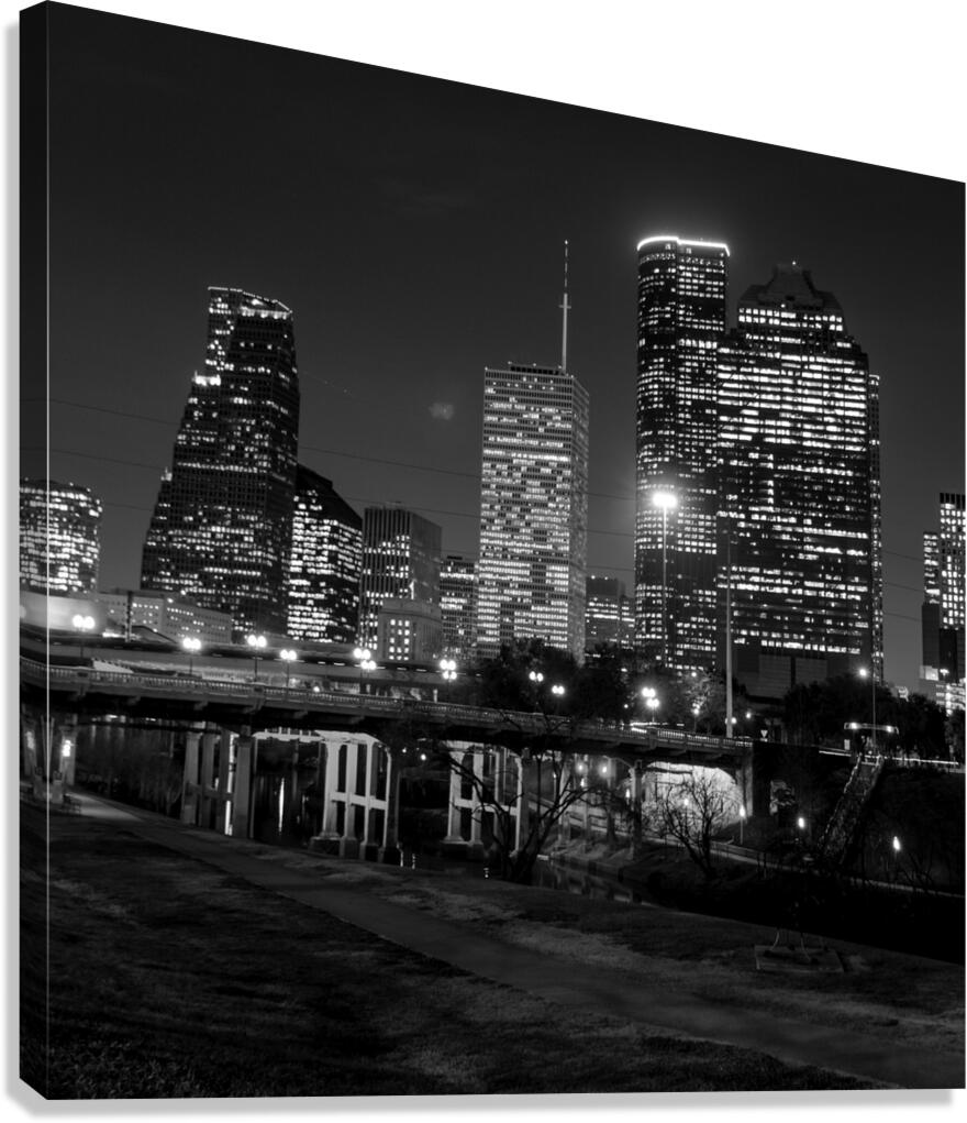 houston skyline at night  square 917 Allen 13k.jp Canvas Print