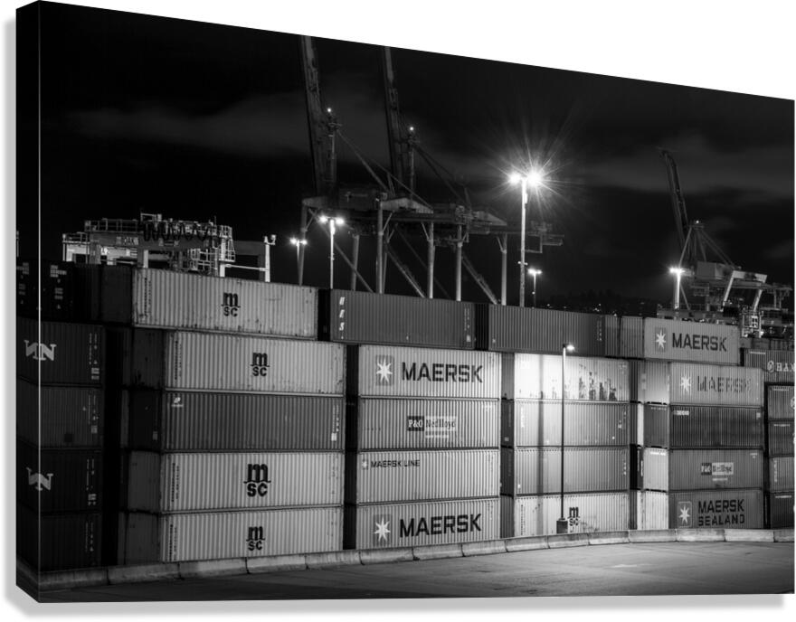 maersk shipping containers at night  horizontal 2 Canvas Print