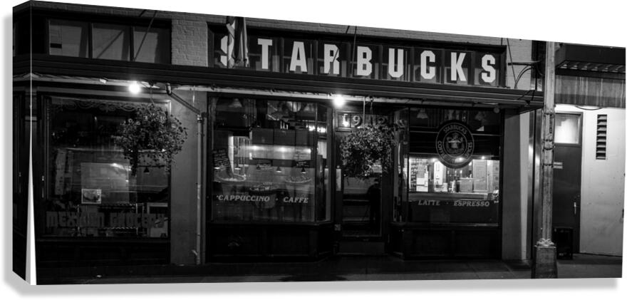 original starbucks at pike place market  panorami Canvas Print