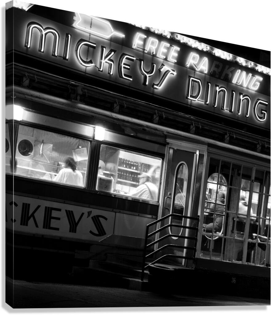 mickeys dining car at night  square 1731 Mickeys Canvas Print