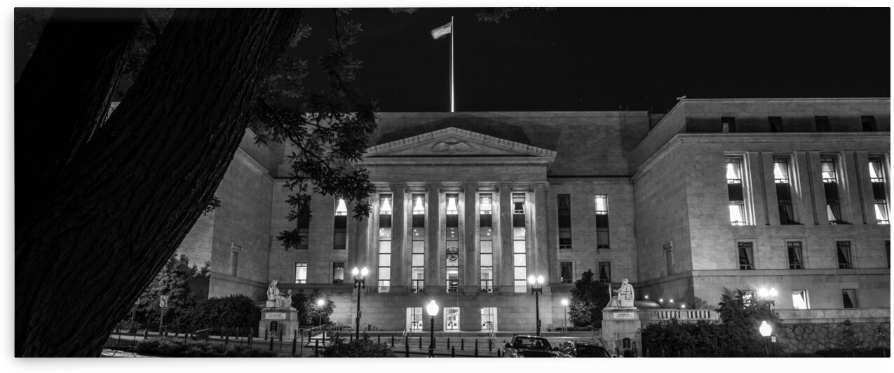 rayburn office building at night  panoramic 2522 by Black And White