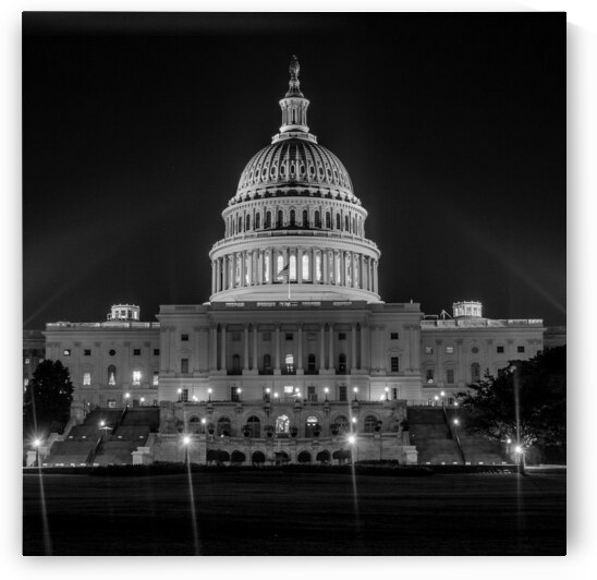 united states capitol building at night  square 3 by Black And White