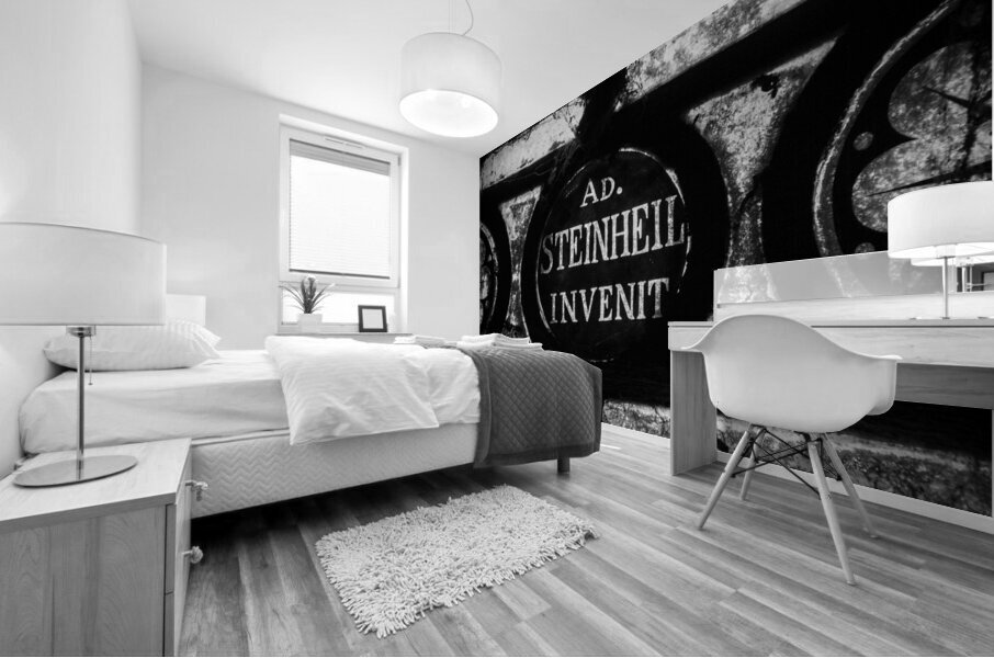 a stained glass window in sacre coeur  square 250 Mural print