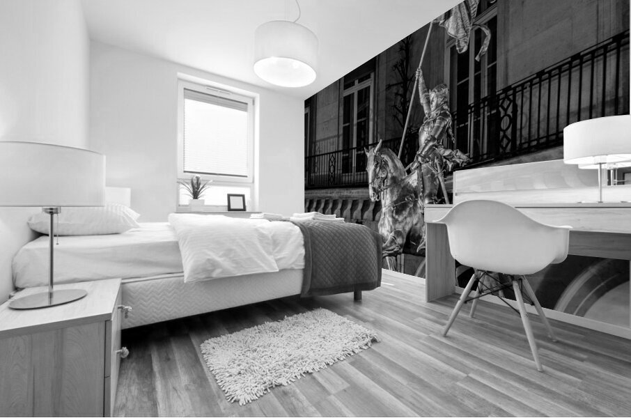 gold joan of arc statue near the louvre  square 2 Mural print