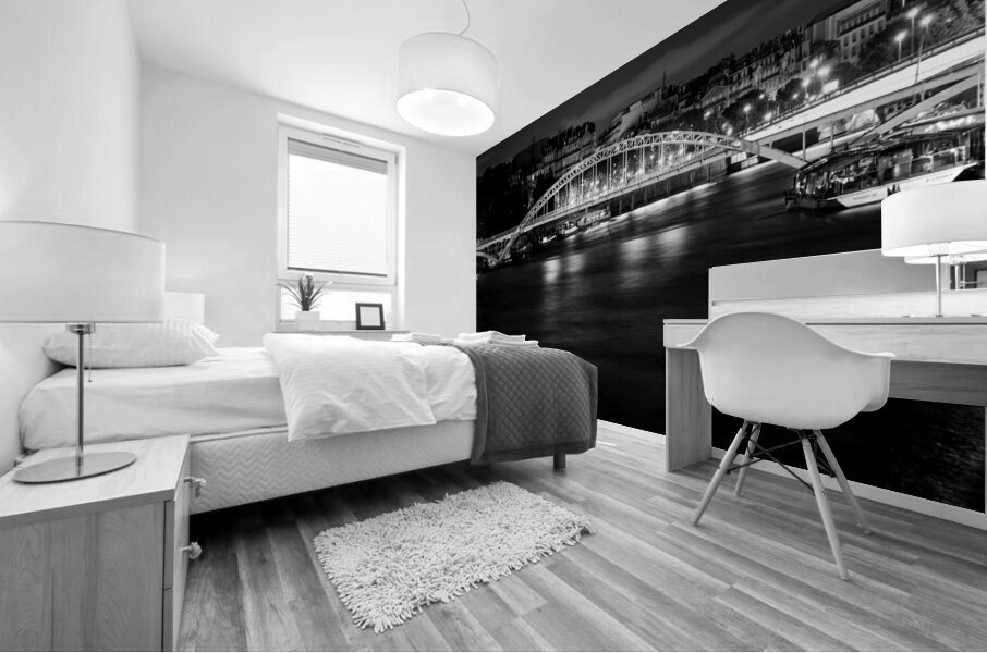 pedestrian bridge over river seine  horizontal 24 Mural print