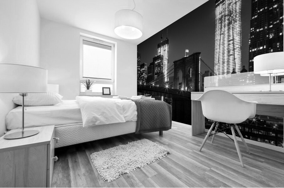 brooklyn bridge freedom tower night  square 1390 Mural print