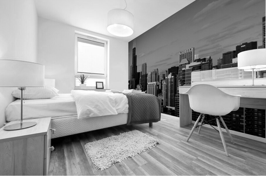 downtown chicago willis tower  panoramic 1210 Pra Mural print