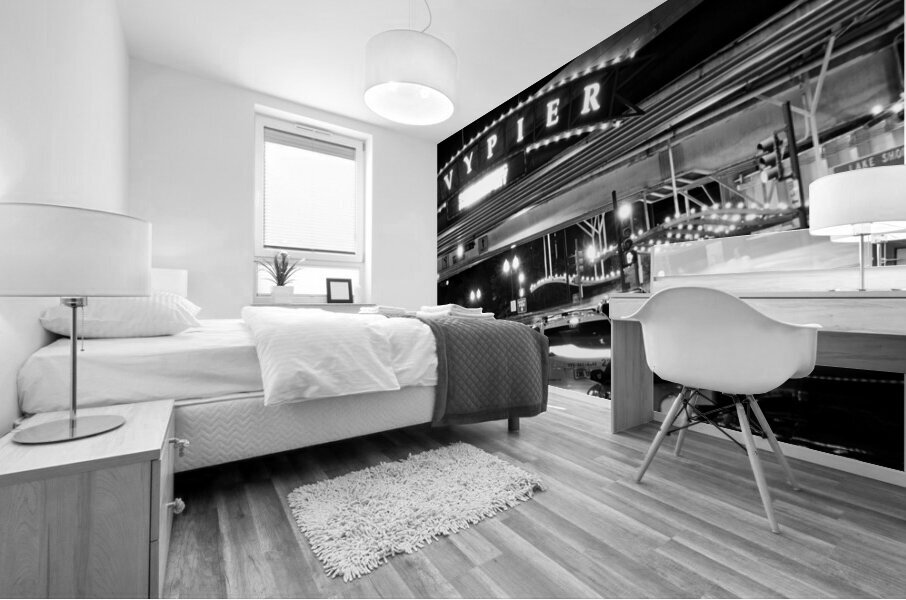 navy pier sign at night  panoramic 76 Pier 13k.jp Mural print