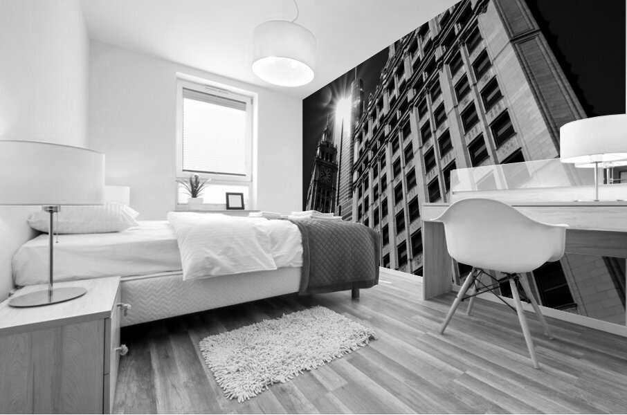 sun reflection off trump tower over wrigley build 1708133052.9496 Mural print