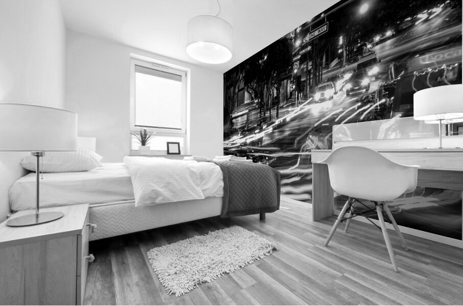 rush hour traffic on wilshire boulevard  square 2 Mural print