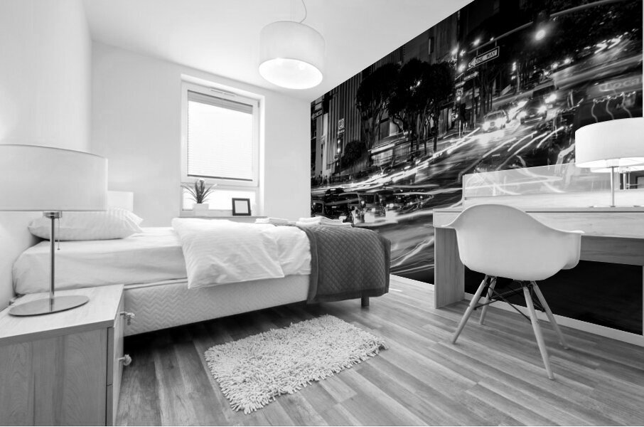 rush hour traffic on wilshire boulevard  horizont Mural print