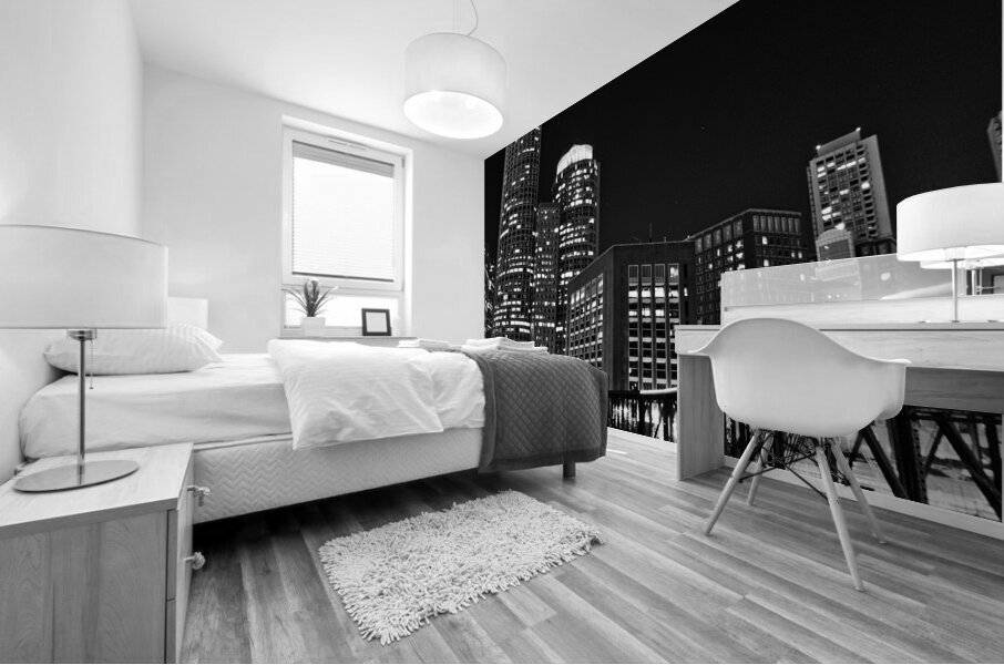 downtown boston skyline at night  square 4501 Hoo Mural print