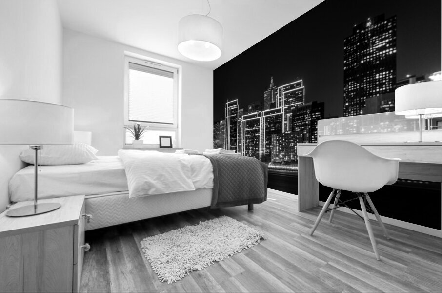 downtown san francisco skyline at night  panorami Mural print