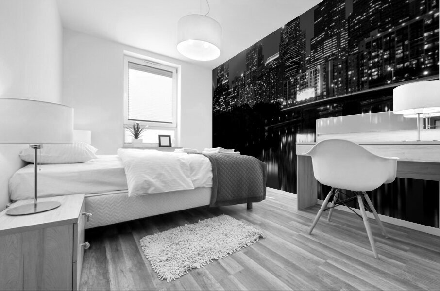 philly city skyline at night foggy  vertical 2259 Mural print