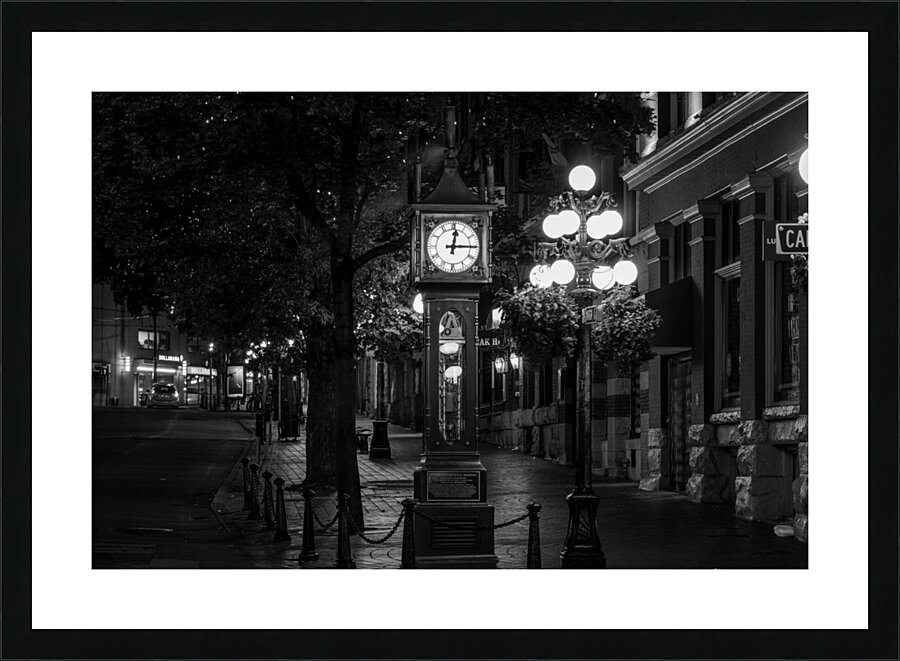 gastown steam clock water street at night  horizo Picture Frame print