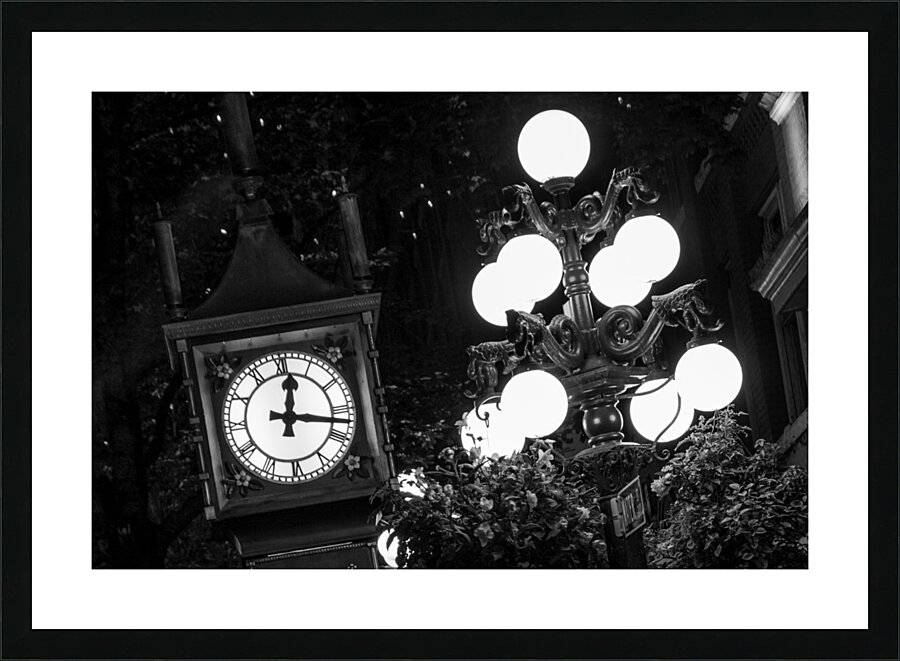 gastown steam clock at night  horizontal 2632 Gas Picture Frame print