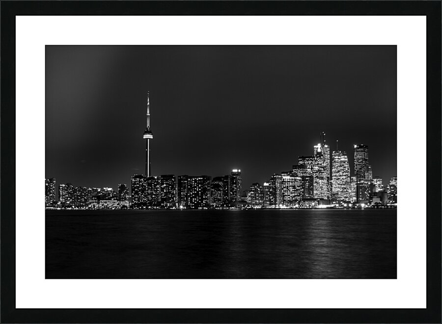 downtown toronto canada skyline at night  horizon Picture Frame print