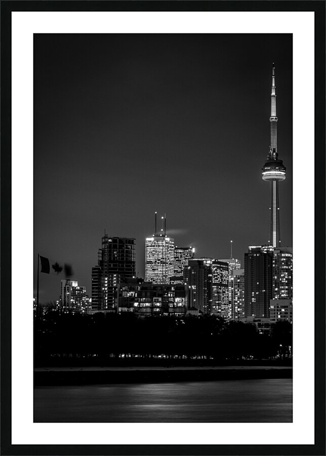 toronto skyline at night  vertical 417 Maple 13k. Picture Frame print