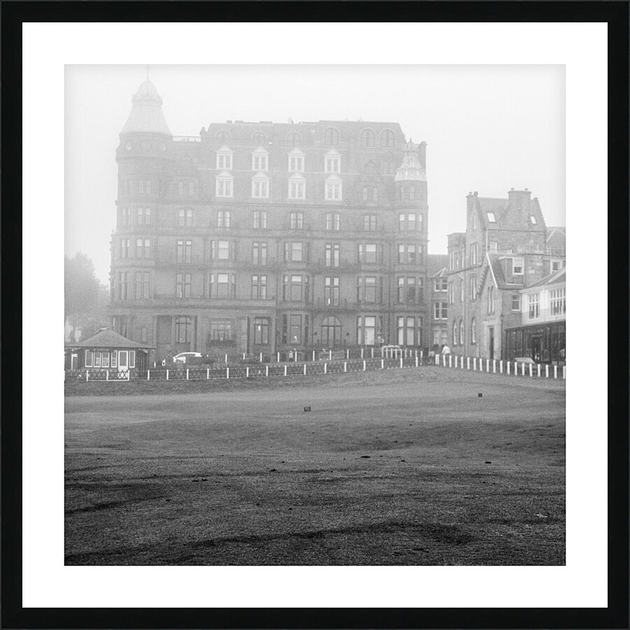 foggy 18th hole st andrews  square 4646 Kilrymont Picture Frame print