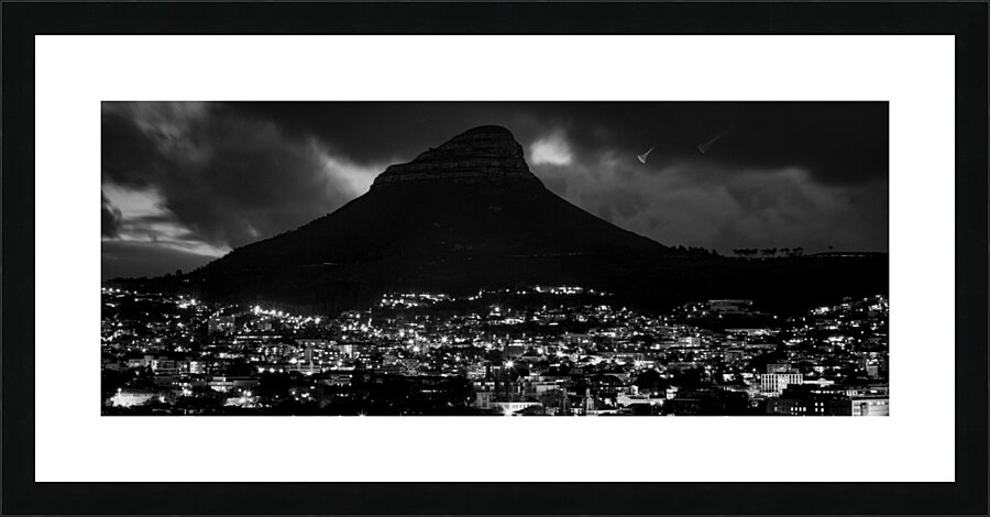 gardens district at lions head at night  panorami Picture Frame print