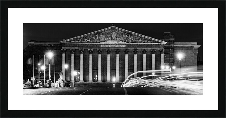 assemblee nationale building at night  panoramic Picture Frame print