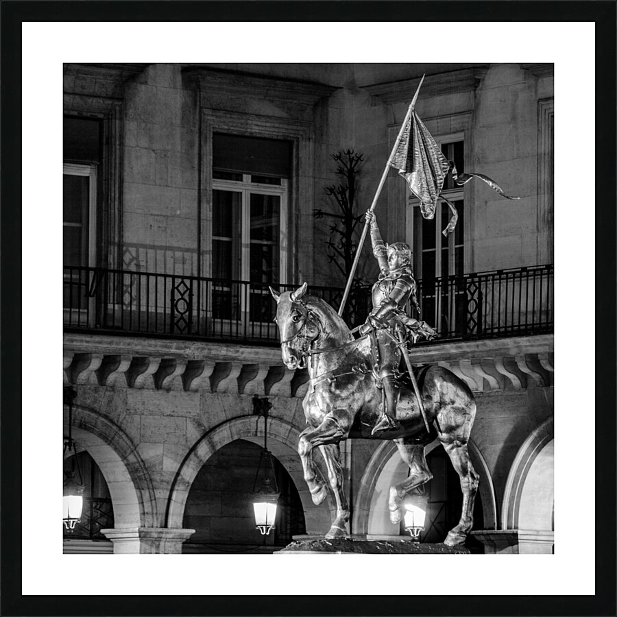gold joan of arc statue near the louvre  square 2 Picture Frame print