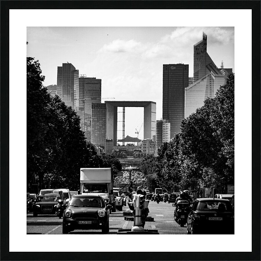 le defense from champs elysees  square 3452 Defen Picture Frame print