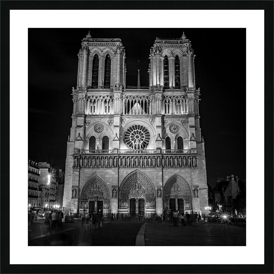 paris notre dame cathedral at night  square 3451 Picture Frame print