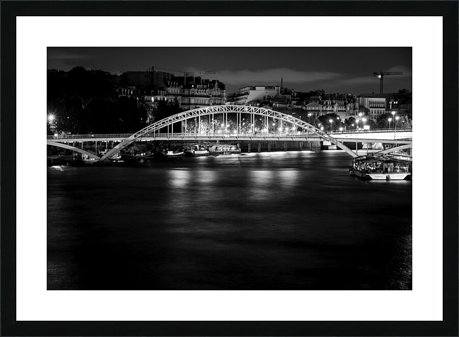 pedestrian bridge over river seine  horizontal 24 Picture Frame print