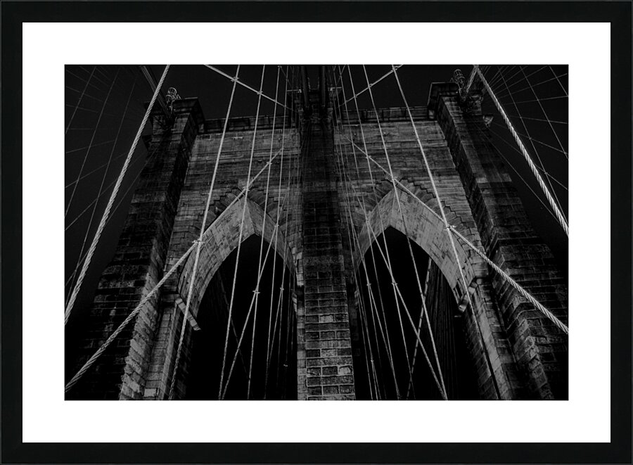 cable web brooklyn bridge night  horizontal 390 W Picture Frame print