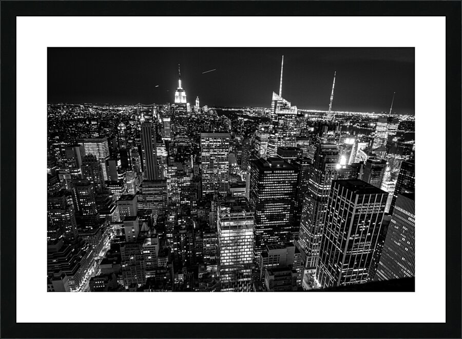 midtown from rockafeller center at night  horizon Picture Frame print