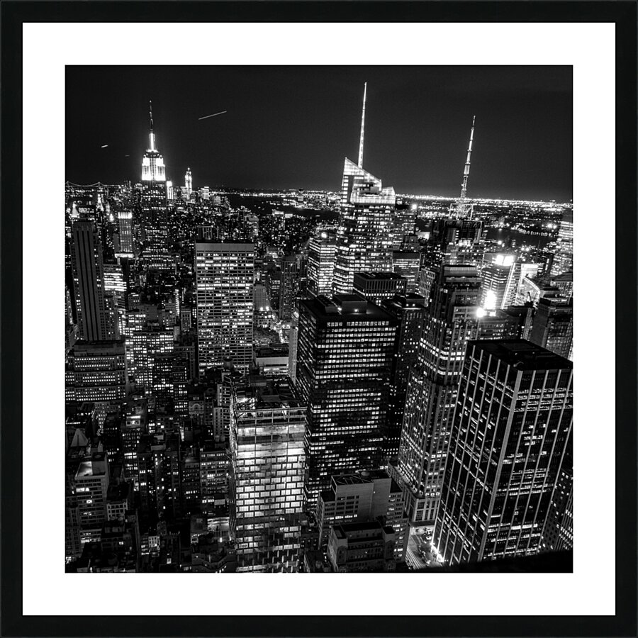 midtown from rockafeller center at night  square Picture Frame print