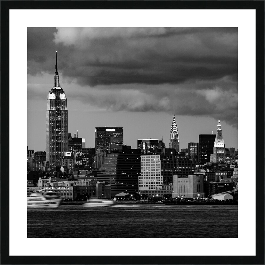 midtown manhattan skyline at dusk  square 371 Mid Picture Frame print