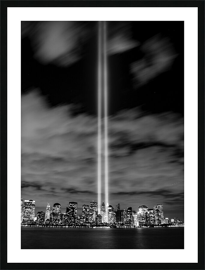 nyc skyline september 11 lights  vertical 388 Val Picture Frame print